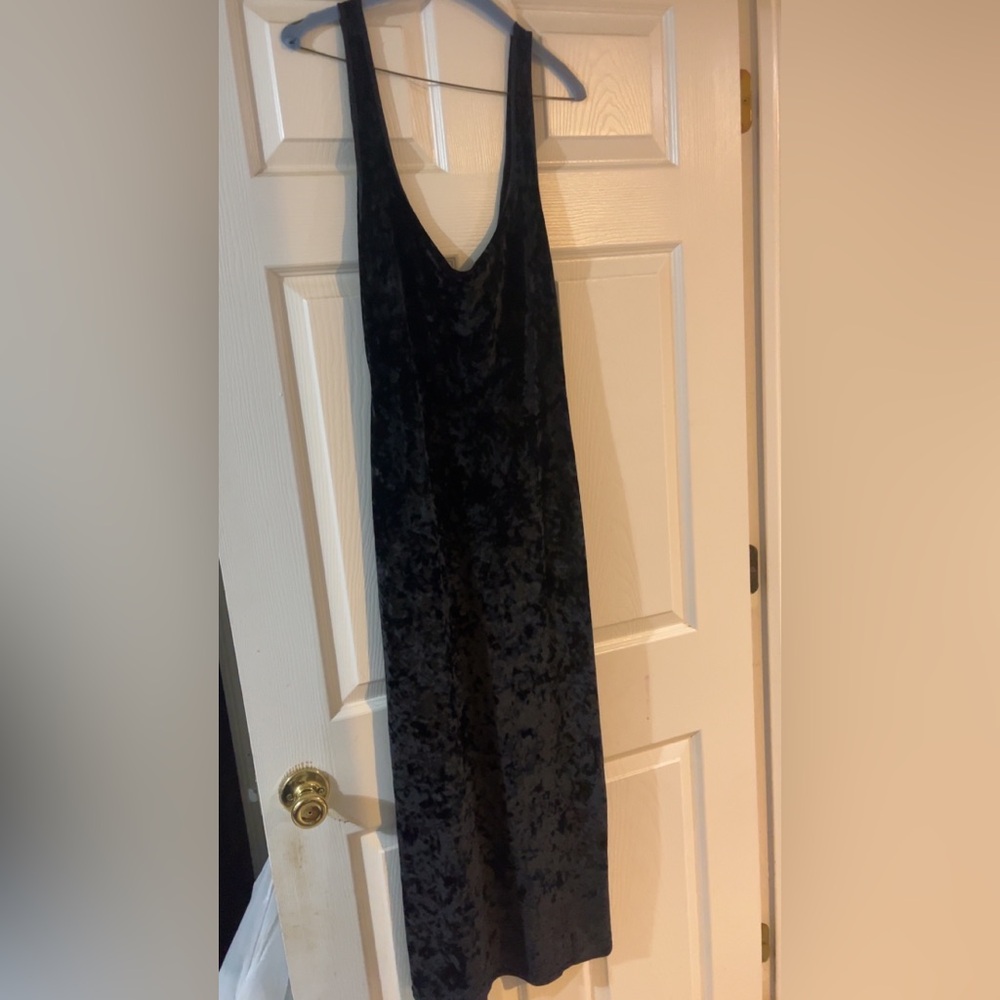 NWT vintage gold label black velvet long dress size medium